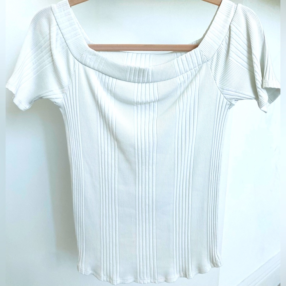 FRAME WOMENS OFF RHE SHOULDER RIBBED TOP